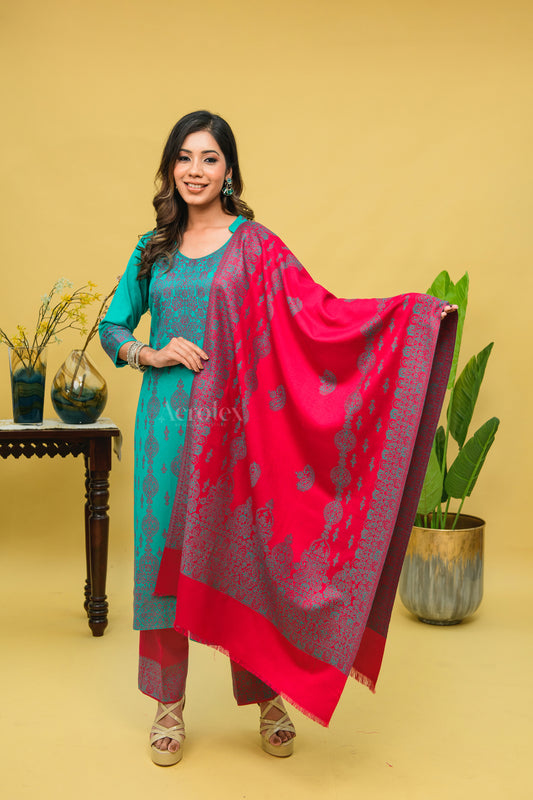 Sea Green Thread Work Winter Kani Suit Set